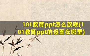 101教育ppt怎么放映(101教育ppt的设置在哪里)