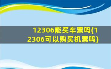 12306能买车票吗(12306可以购买机票吗)