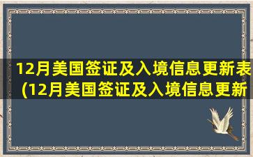 12月美国签证及入境信息更新表(12月美国签证及入境信息更新)