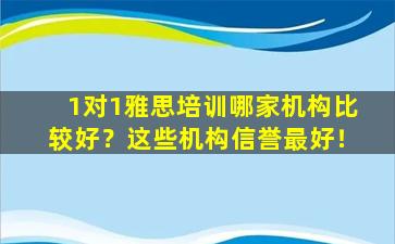 1对1雅思培训哪家机构比较好？这些机构信誉最好！