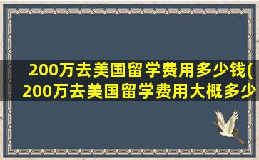 200万去美国留学费用多少钱(200万去美国留学费用大概多少)