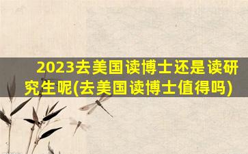 2023去美国读博士还是读研究生呢(去美国读博士值得吗)