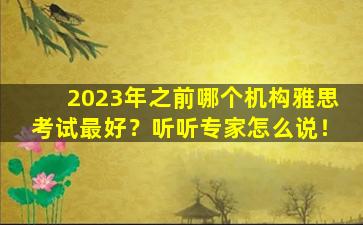 2023年之前哪个机构雅思考试最好？听听专家怎么说！