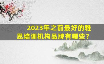 2023年之前最好的雅思培训机构品牌有哪些？