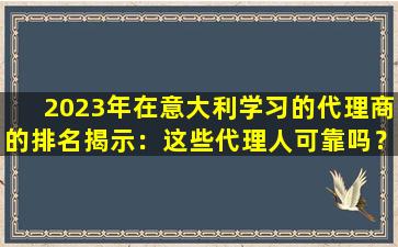 2023年在意大利学习的代理商的排名揭示：这些代理人可靠吗？