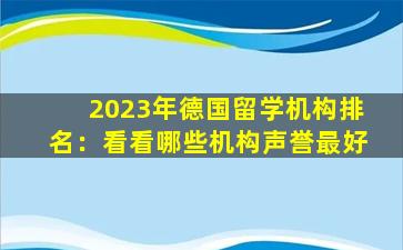 2023年德国留学机构排名：看看哪些机构声誉最好