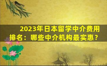 2023年日本留学中介费用排名：哪些中介机构最实惠？