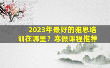 2023年最好的雅思培训在哪里？寒假课程推荐