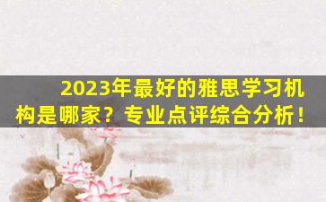 2023年最好的雅思学习机构是哪家？专业点评综合分析！