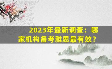 2023年最新调查：哪家机构备考雅思最有效？