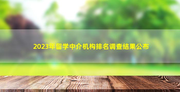 2023年留学中介机构排名调查结果公布