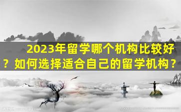 2023年留学哪个机构比较好？如何选择适合自己的留学机构？