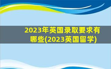 2023年英国录取要求有哪些(2023英国留学)