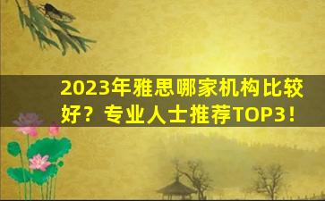 2023年雅思哪家机构比较好？专业人士推荐TOP3！