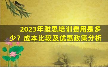 2023年雅思培训费用是多少？成本比较及优惠政策分析