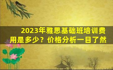 2023年雅思基础班培训费用是多少？价格分析一目了然