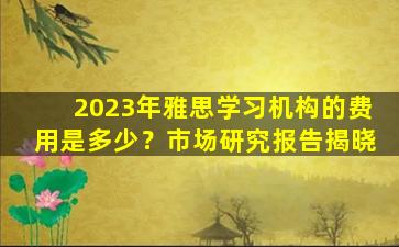 2023年雅思学习机构的费用是多少？市场研究报告揭晓