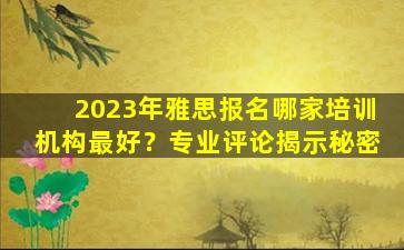 2023年雅思报名哪家培训机构最好？专业评论揭示秘密