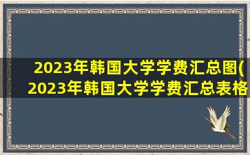 2023年韩国大学学费汇总图(2023年韩国大学学费汇总表格)