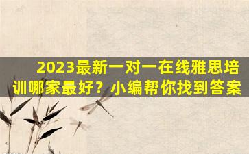 2023最新一对一在线雅思培训哪家最好？小编帮你找到答案