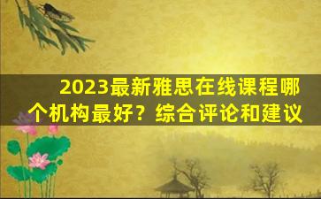 2023最新雅思在线课程哪个机构最好？综合评论和建议