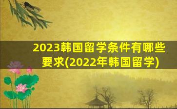 2023韩国留学条件有哪些要求(2022年韩国留学)