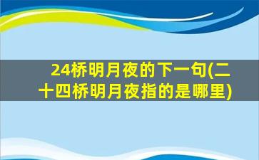 24桥明月夜的下一句(二十四桥明月夜指的是哪里)