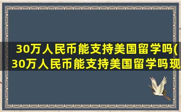 30万人民币能支持美国留学吗(30万人民币能支持美国留学吗现在)