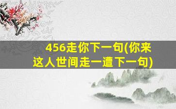 456走你下一句(你来这人世间走一遭下一句)