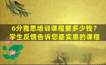 6分雅思培训课程要多少钱？学生反馈告诉您最实惠的课程