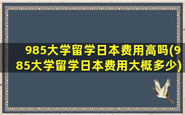 985大学留学日本费用高吗(985大学留学日本费用大概多少)