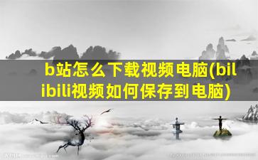 b站怎么下载视频电脑(bilibili视频如何保存到电脑)