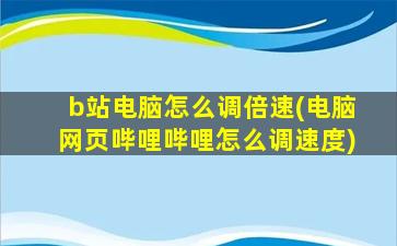 b站电脑怎么调倍速(电脑网页哔哩哔哩怎么调速度)