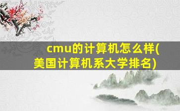 cmu的计算机怎么样(美国计算机系大学排名)