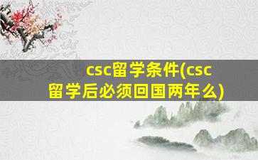 csc留学条件(csc留学后必须回国两年么)