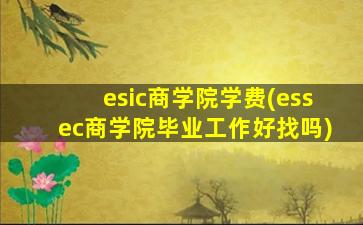 esic商学院学费(essec商学院毕业工作好找吗)