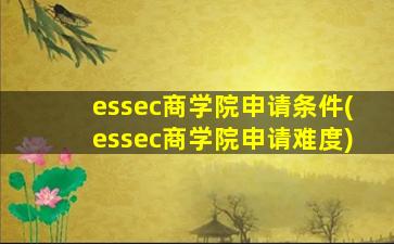 essec商学院申请条件(essec商学院申请难度)