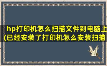 hp打印机怎么扫描文件到电脑上(已经安装了打印机怎么安装扫描仪)