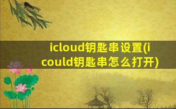 icloud钥匙串设置(icould钥匙串怎么打开)