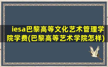 iesa巴黎高等文化艺术管理学院学费(巴黎高等艺术学院怎样)