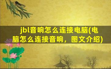 jbl音响怎么连接电脑(电脑怎么连接音响，图文介绍)