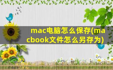 mac电脑怎么保存(macbook文件怎么另存为)