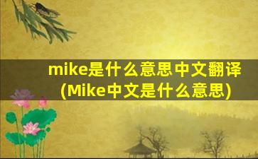 mike是什么意思中文翻译(Mike中文是什么意思)