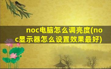 noc电脑怎么调亮度(noc显示器怎么设置效果最好)