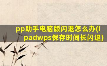 pp助手电脑版闪退怎么办(ipadwps保存时间长闪退)