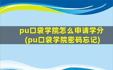 pu口袋学院怎么申请学分(pu口袋学院密码忘记)