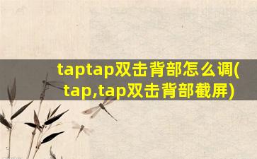 taptap双击背部怎么调(tap,tap双击背部截屏)