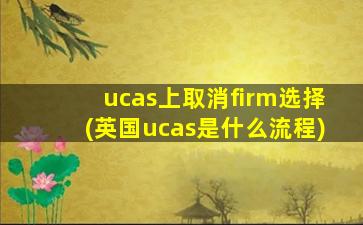 ucas上取消firm选择(英国ucas是什么流程)