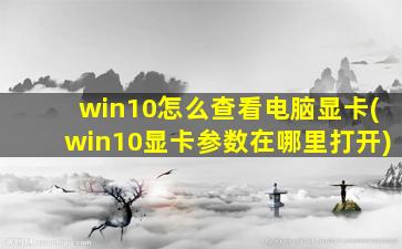 win10怎么查看电脑显卡(win10显卡参数在哪里打开)