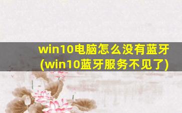 win10电脑怎么没有蓝牙(win10蓝牙服务不见了)